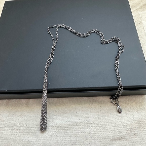 Fashion Necklace gun plated metal with black coloured crystals - Picture 4 of 8